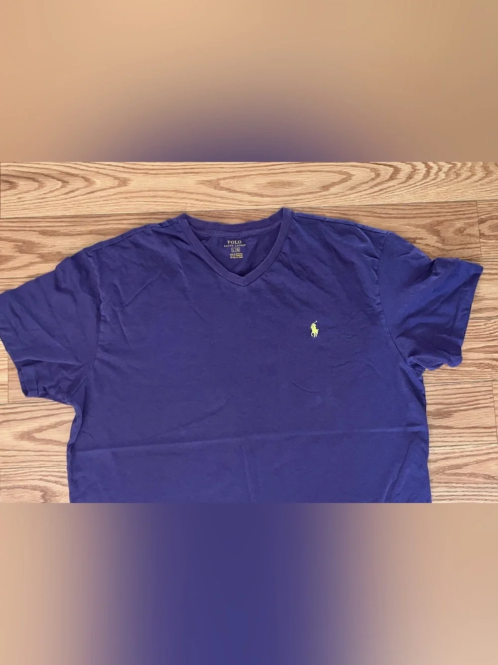 Polo by Ralph Lauren Men’s Purple V-Neck Cotton Tee with Yellow Pony Size Large